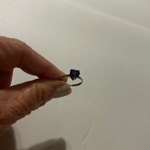 Sterling Silver 925 Heart Cut Amethyst Solitaire Ring Dainty Minimalist SZ 6